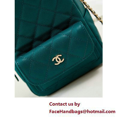 Chanel Grained Calfskin  &  Gold-Tone Metal Mini Backpack Bag AP3753 Green 2025